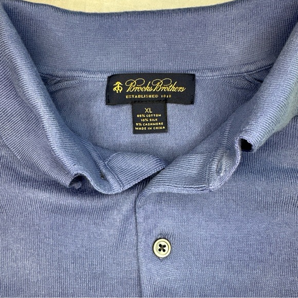 Brooks Brothers Sweater Mens XL Blue Silk Cashmere Cotton Blend Pullover EUC - Picture 5 of 5